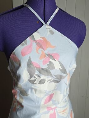 SHEIN Light Blue Floral Halter Maxi Dress